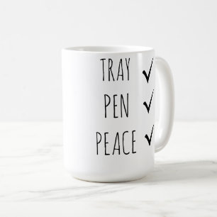 Tray, pen, peace coffee mug