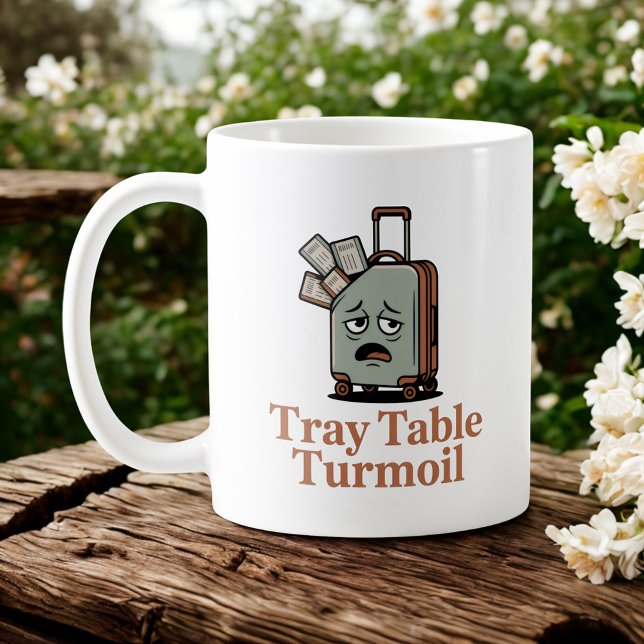 Tray Table Turmoil | Travel Chaos Flight Attendant Coffee Mug (Creator Uploaded)