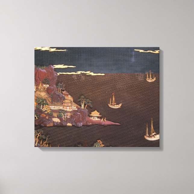 Tray with marine scene canvas print (Front)