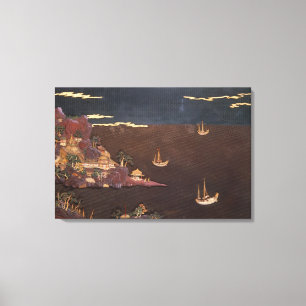 Tray with marine scene canvas print