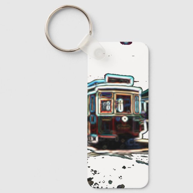 TRC Neon streetcar Aluminum Rectangle Keychain (Front)