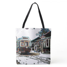 TRC Neon streetcar at stn Large Shoulder Tote
