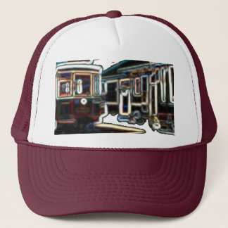 TRC Neon streetcar at stn Maroon Trucker Hat