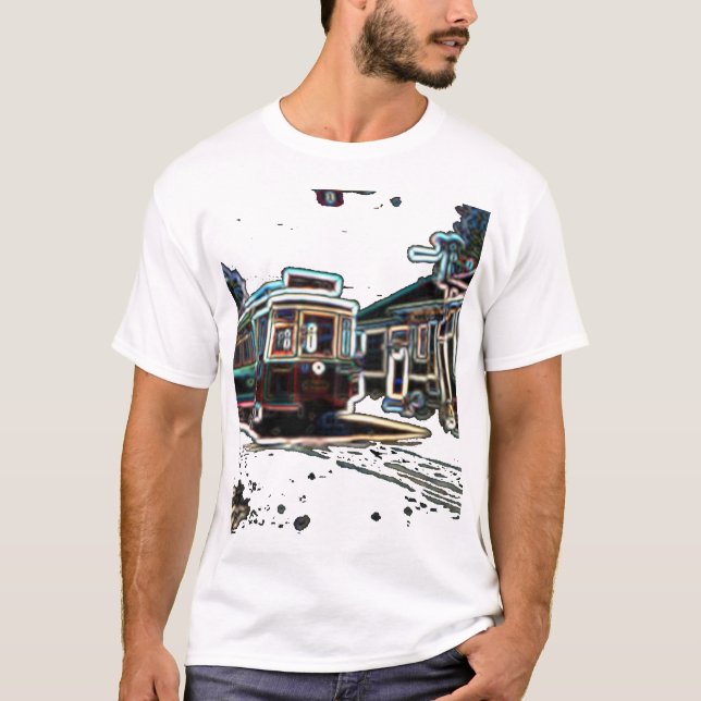 TRC Neon streetcar at stn Men's Basic T-Shirt (Front)
