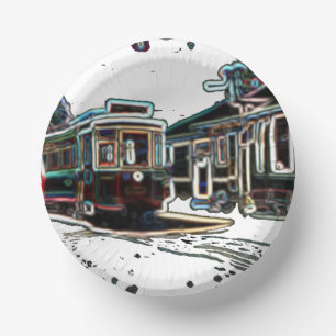 TRC Neon streetcar at stn Paper Bowl Plate