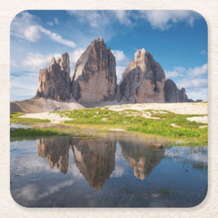 Tre Cime di Lavaredo/Drei Zinnen Dolomite mountain Square Paper Coaster