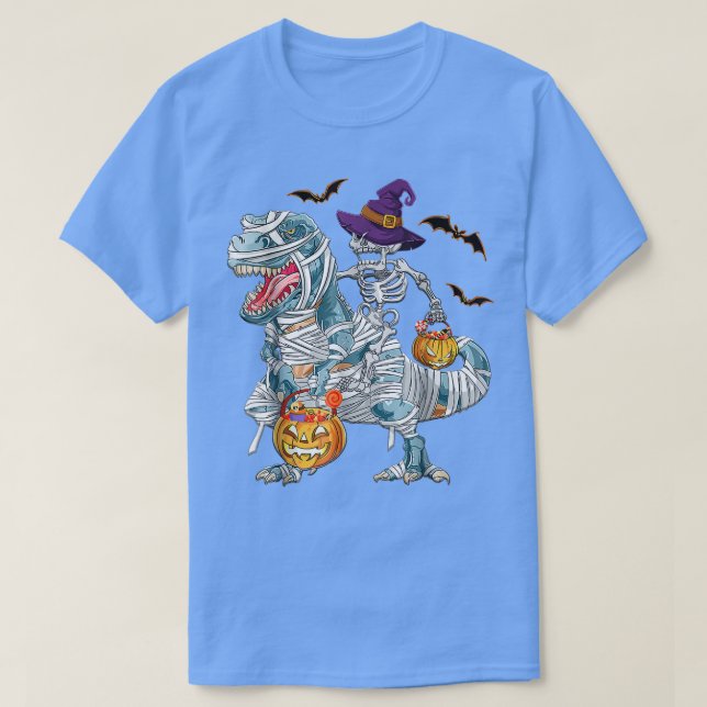 tre dinosaur costume Skeleton Riding Mummy Dinosau T-Shirt (Design Front)