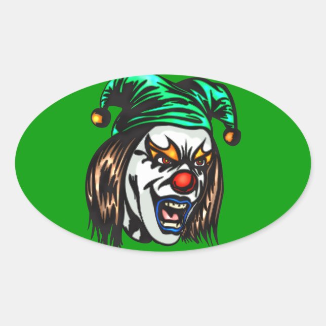Treacherous Evil Clown Oval Sticker (Front)