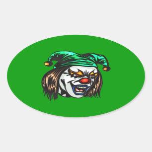 Treacherous Evil Clown Oval Sticker