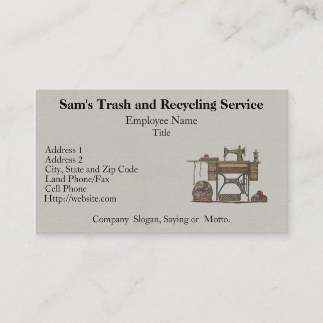 Treadle Sewing Machine & Kittens Business Card (Front)