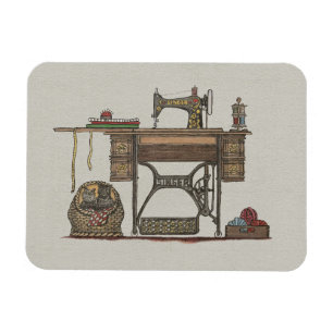 Treadle Sewing Machine & Kittens Magnet