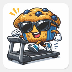 Treadmill Muffin Square Sticker