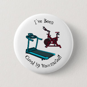 Treadmill & spinning bike cartoon illustration 6 cm round badge