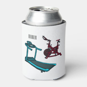 Treadmill & spinning bike cartoon illustration can cooler