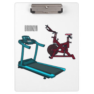 Treadmill & spinning bike cartoon illustration clipboard