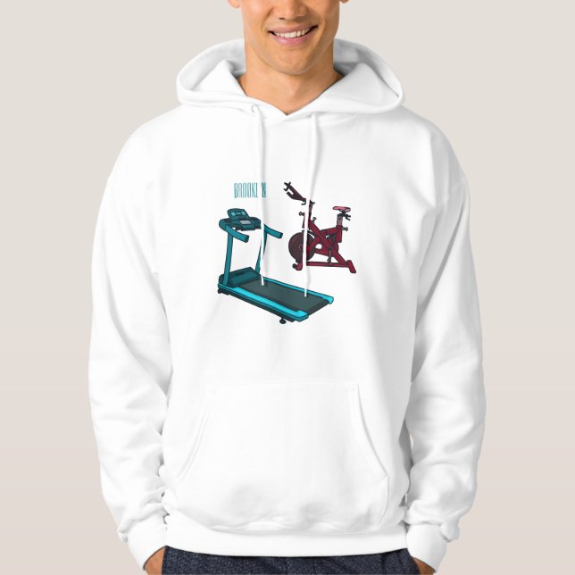 Treadmill & spinning bike cartoon illustration hoodie (Front)