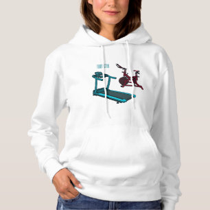 Treadmill & spinning bike cartoon illustration hoodie
