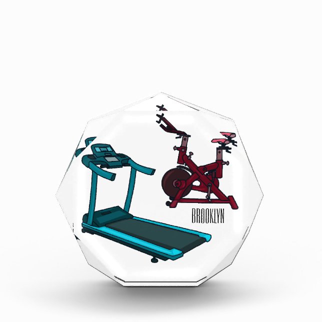 Treadmill & spinning bike cartoon illustration photo block (Front)