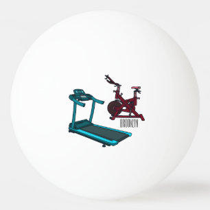 Treadmill & spinning bike cartoon illustration ping pong ball