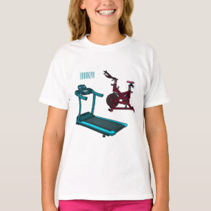 Treadmill & spinning bike cartoon illustration T-Shirt