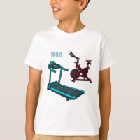 Treadmill & spinning bike cartoon illustration