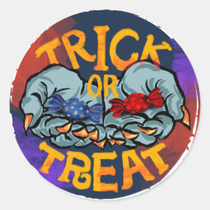 Treak or Treat Scary Halloween Pumpkin Classic Round Sticker