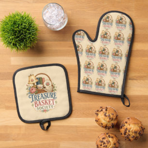 Treasure Basket Society Cottagecore Oven Mitt & Pot Holder Set