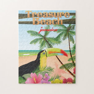 Treasure Beach  Jamaica travel poster Jigsaw Puzzle