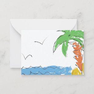Treasure beach with palm tree card
