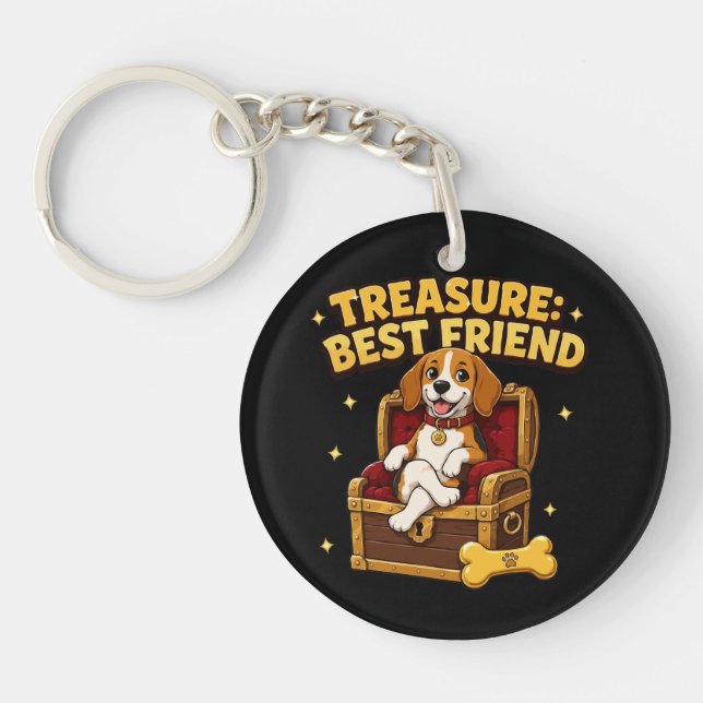 Treasure Best Friend Beagle Dog Key Ring (Front)