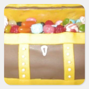 Treasure chest cake square sticker
