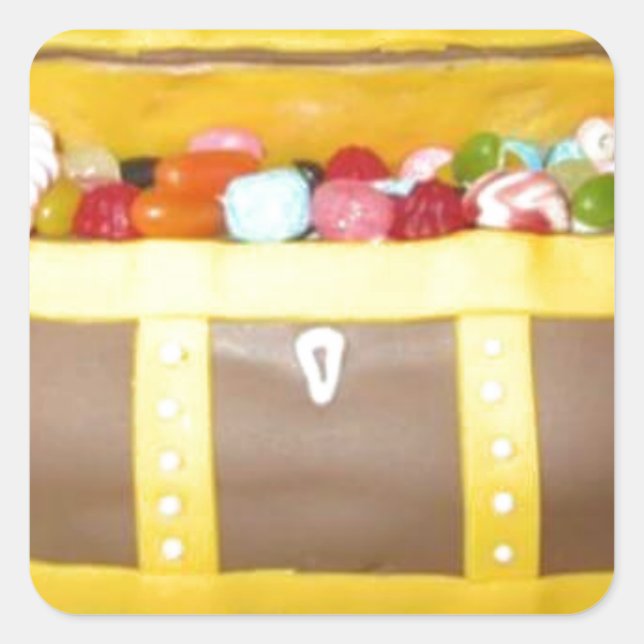 Treasure chest cake square sticker (Front)