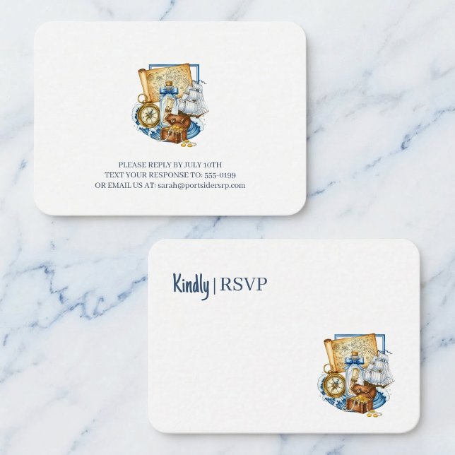 Treasure Chest Map Boat Birthday RSVP Enclosure Card (Chart your course here.)