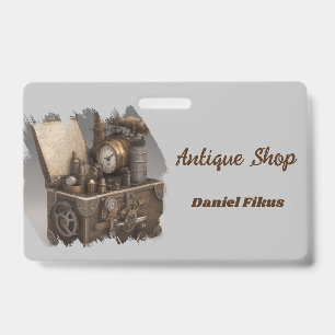 Treasure chest with gears ID badge