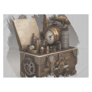 Treasure chest with gears tablecloth