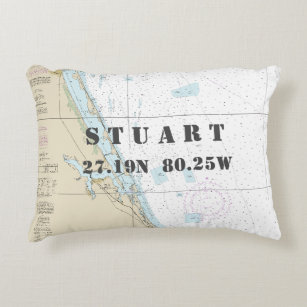 Treasure Coast Stuart Nautical Latitude Longitude Decorative Cushion