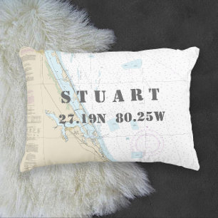 Treasure Coast Stuart Nautical Latitude Longitude Decorative Cushion