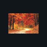Treasure Forest: Ruby, Gold & Citrine Canvas Print<br><div class="desc">A scenic gravel and sand road through a beautiful forest of gorgeous midnight-black and charcoal tree trunks topped with vibrant Autumn leaf colours of ruby,  gold and citrine!</div>