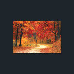 Treasure Forest: Ruby, Gold & Citrine Canvas Print<br><div class="desc">A scenic gravel and sand road through a beautiful forest of gorgeous midnight-black and charcoal tree trunks topped with vibrant Autumn leaf colours of ruby,  gold and citrine!</div>