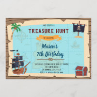 Treasure Hunt pirate birthday invitation