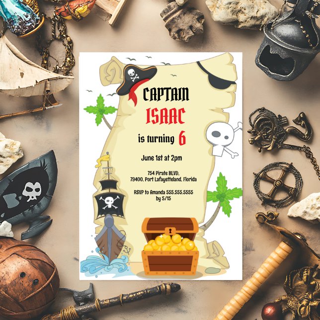 Treasure Hunt Pirate Birthday Party Invitation (Creator Uploaded)