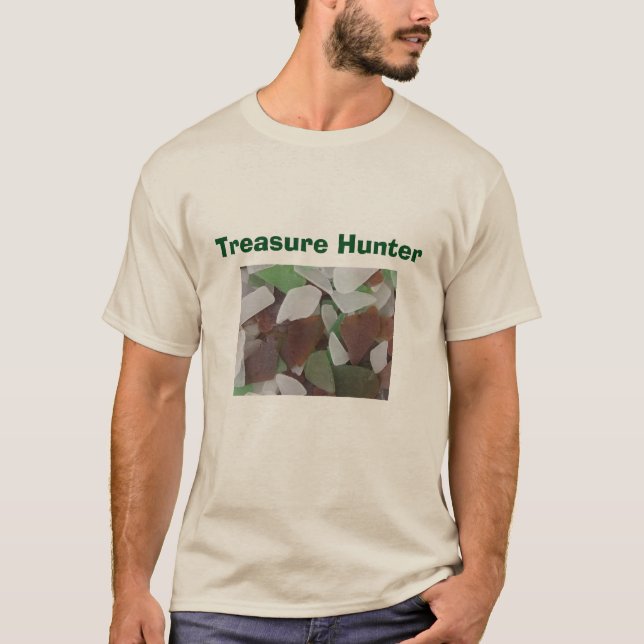 Treasure Hunter Beach Coast Sea Glass Photo T-Shirt (Front)