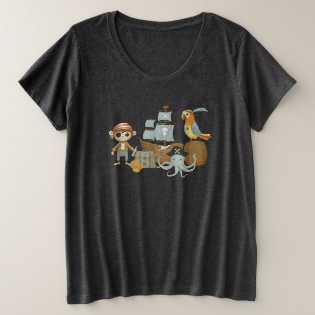 Treasure Hunter Pirate Birthday Plus Size T-Shirt (Design Front)