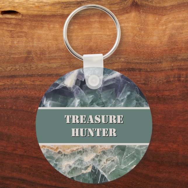 Treasure Hunter Purple Fluorite Gemstone Rockhound Key Ring (Front)
