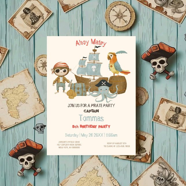 Treasure Hunters Pirate Birthday Invitation (Creator Uploaded)