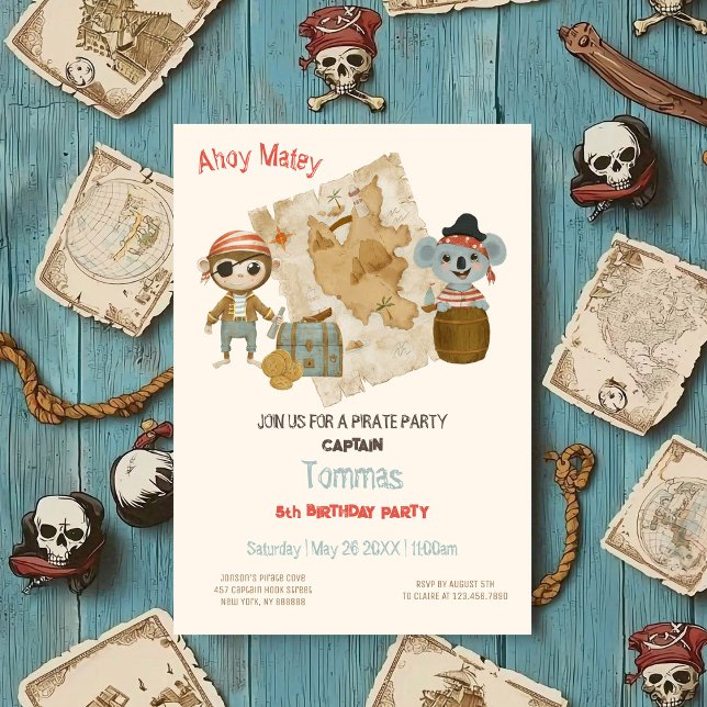 Treasure Hunters Pirate Birthday Invitation (Creator Uploaded)