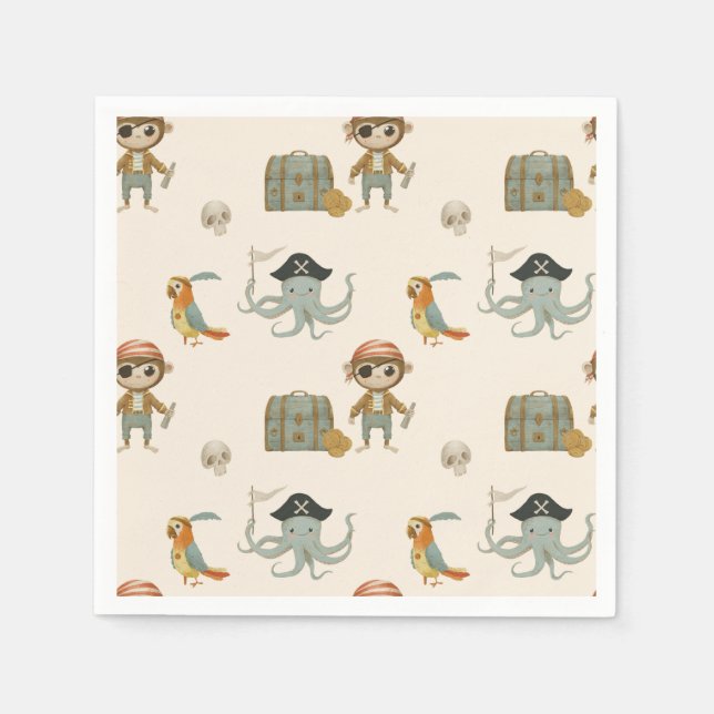 Treasure Hunters Pirate Birthday Napkin (Front)