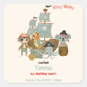 Treasure Hunters Pirate Birthday Square Sticker