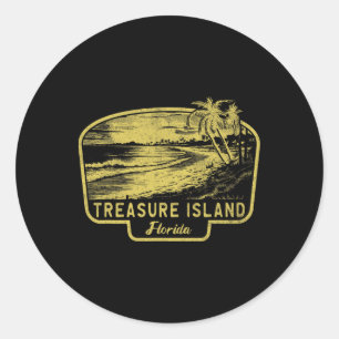 Treasure Island Florida Beach Surf Vintage Blue Classic Round Sticker