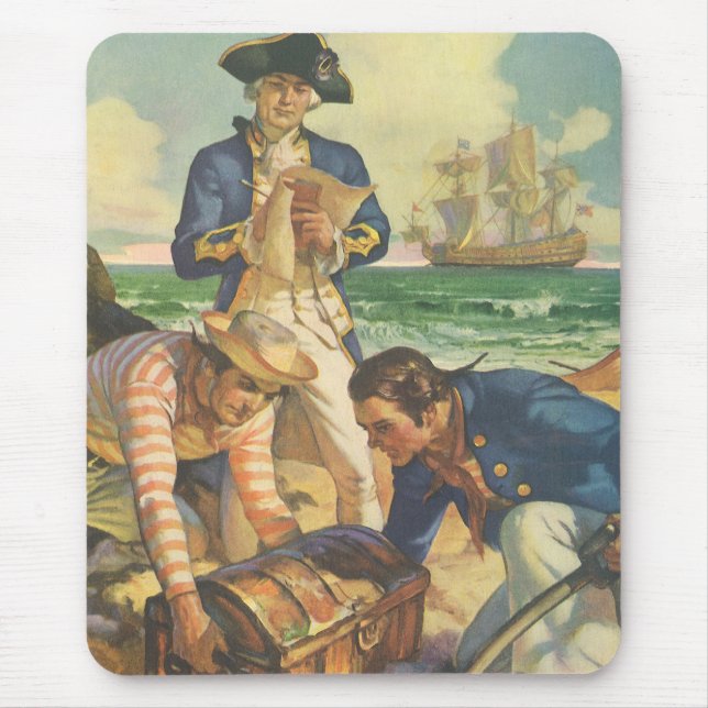 Treasure Island, Vintage Fairy Tale Pirates Mouse Pad (Front)